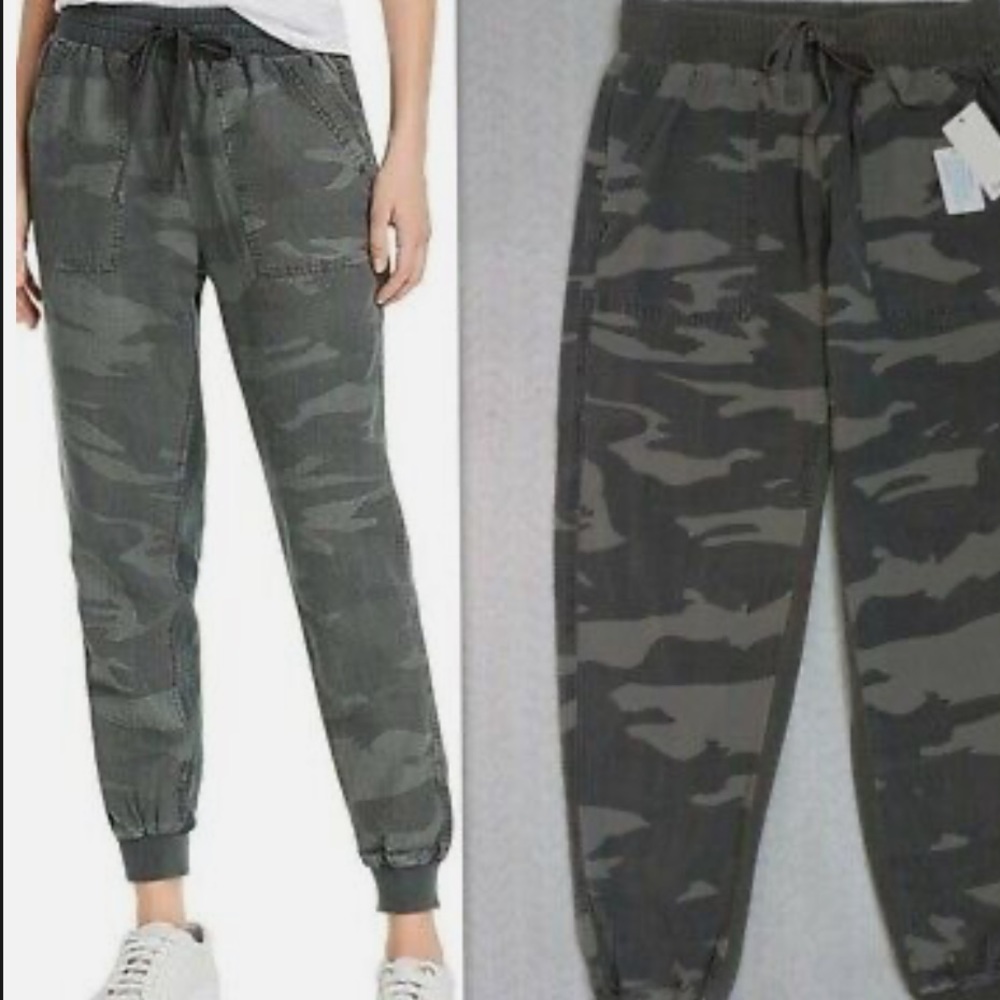 SPLENDID Rayon Camo Print Drawstring Jogger Pants w/pockets Size Small